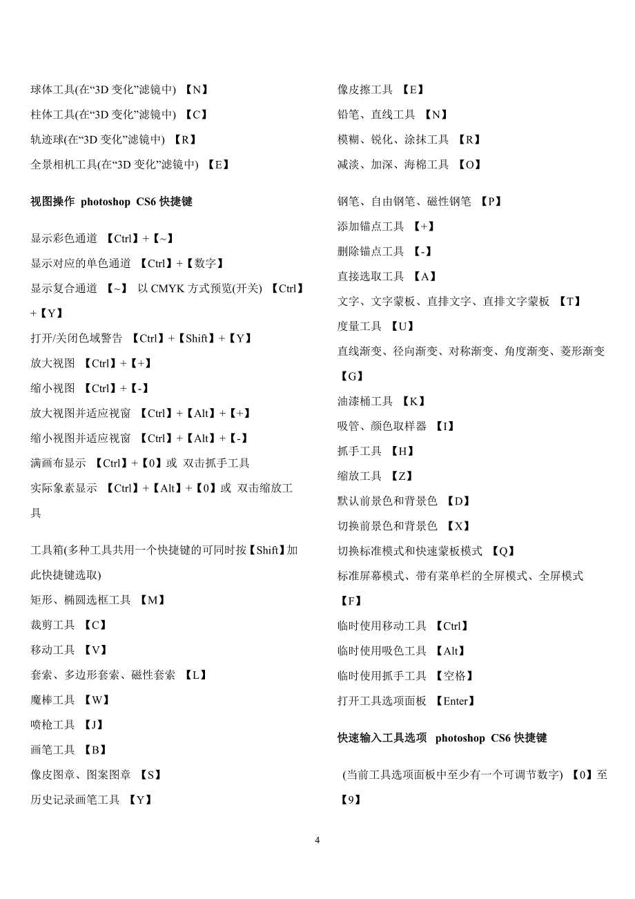 最新PhotoshopCS6快捷键大全 (2)_第4页