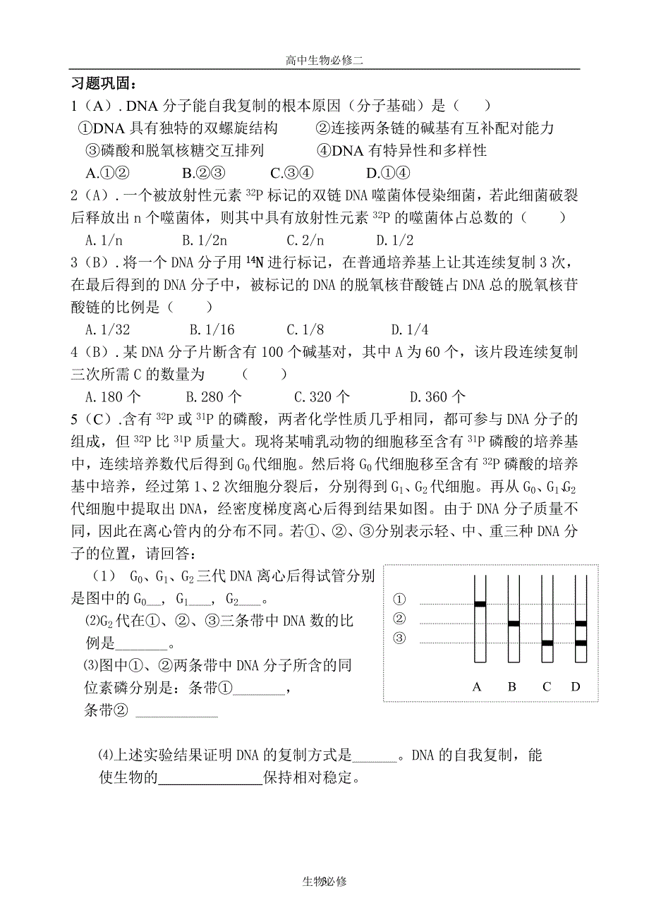 人教版教学素材第三节DNA的复制导学案_第3页