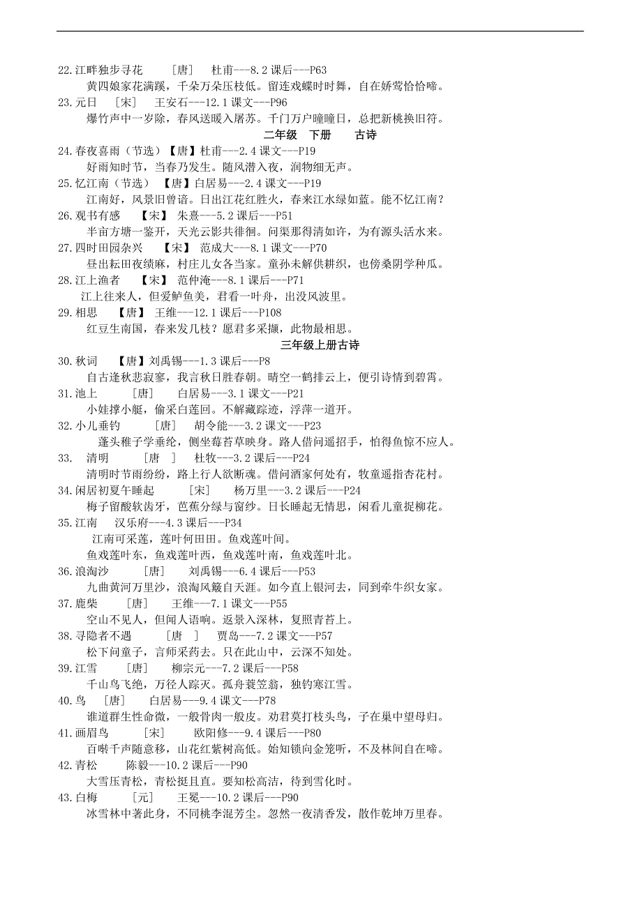 长春版小学语文(一至六年级)全部古诗词汇总_第2页