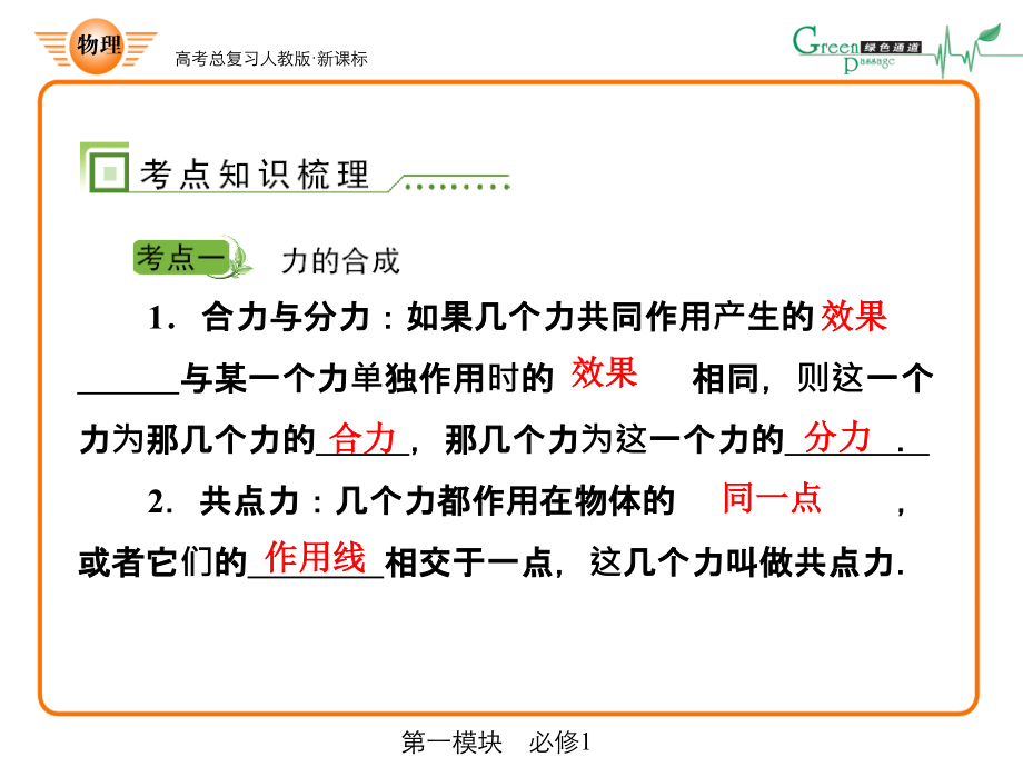 人教版课标高中物理必修一力的合成与分解部分_第2页