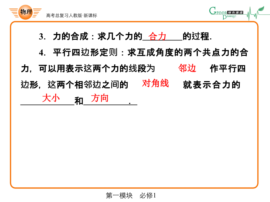 人教版课标高中物理必修一力的合成与分解部分_第3页