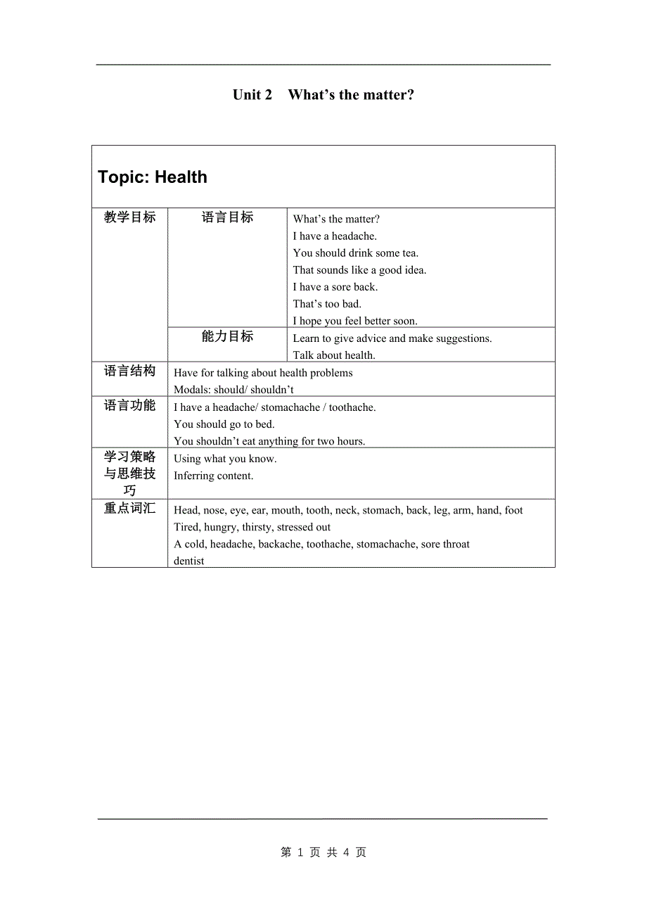 人教新课标英语八年级上册 unit2 教案_第1页