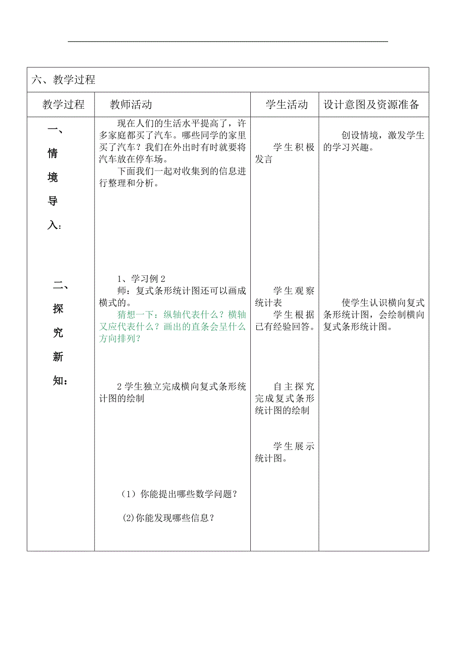 人教版四年级数学下册第七单元统计教案1_第2页