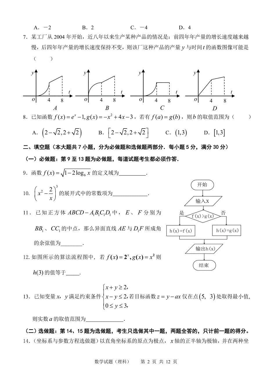 惠州市2013届高三第二次调研考试数学(理科)_第2页