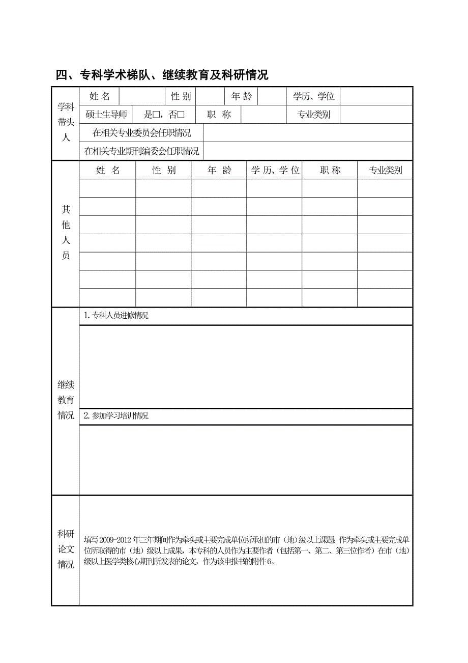 山西省卫生厅中医特色专科申报书_第5页