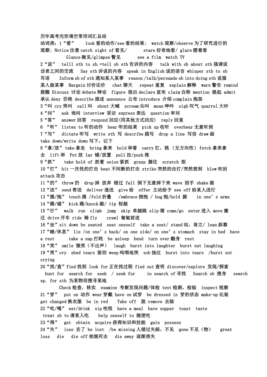 完形填空高频词汇1_第1页