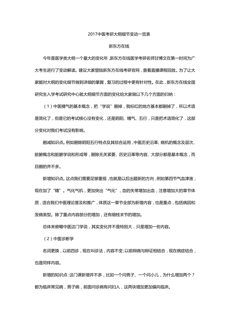 2017中医考研大纲细节变动一览表_第1页