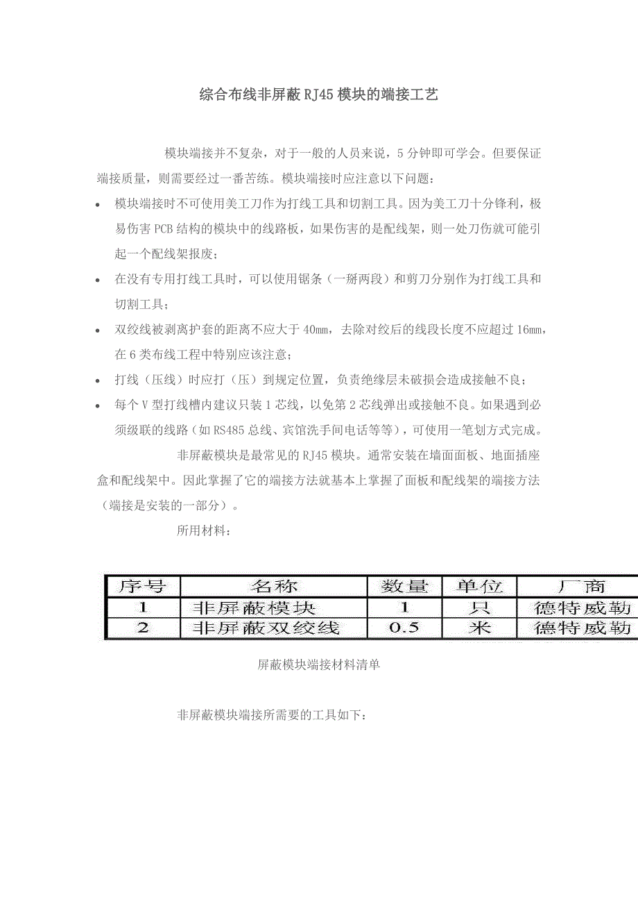 综合布线非屏蔽RJ45模块的端接工艺_第1页