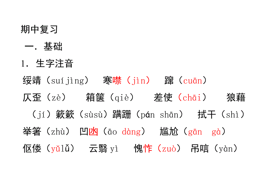 中考语文基础复习复习课件_第1页