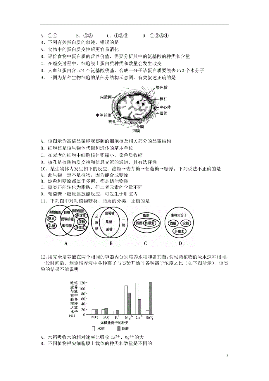 海南省琼海市2014届高三生物上学期第一次月考试题新人教版_第2页