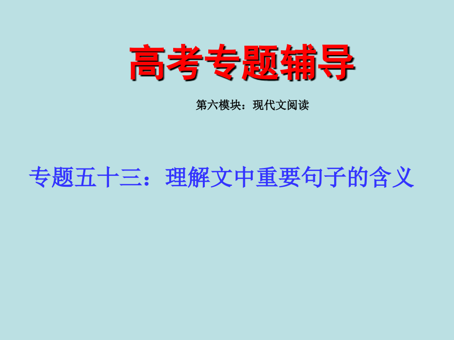 考语文二轮专题复习课件五十三(上)：理解文中重要句子的含义讲稿_第1页