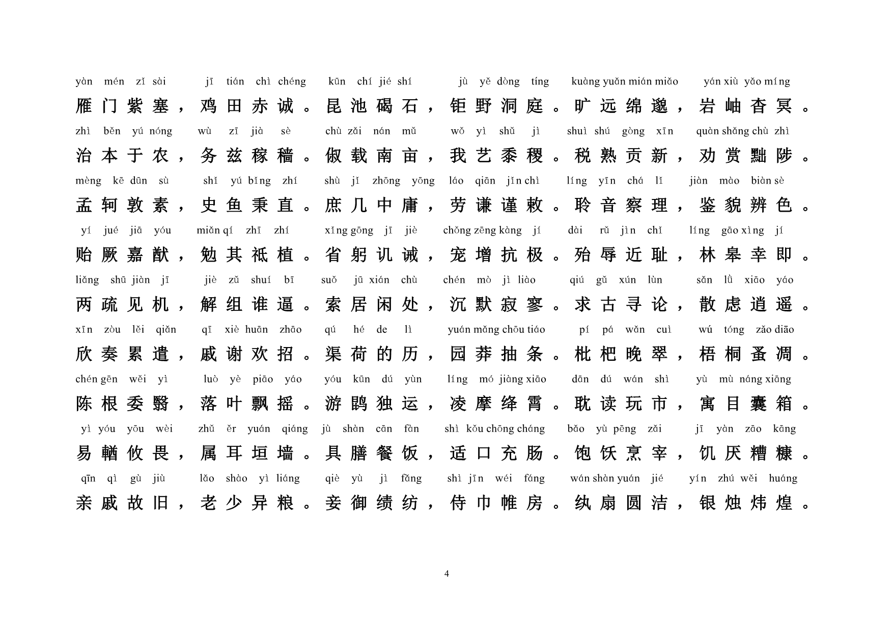 适合幼儿朗读千字文全文拼音版_第4页