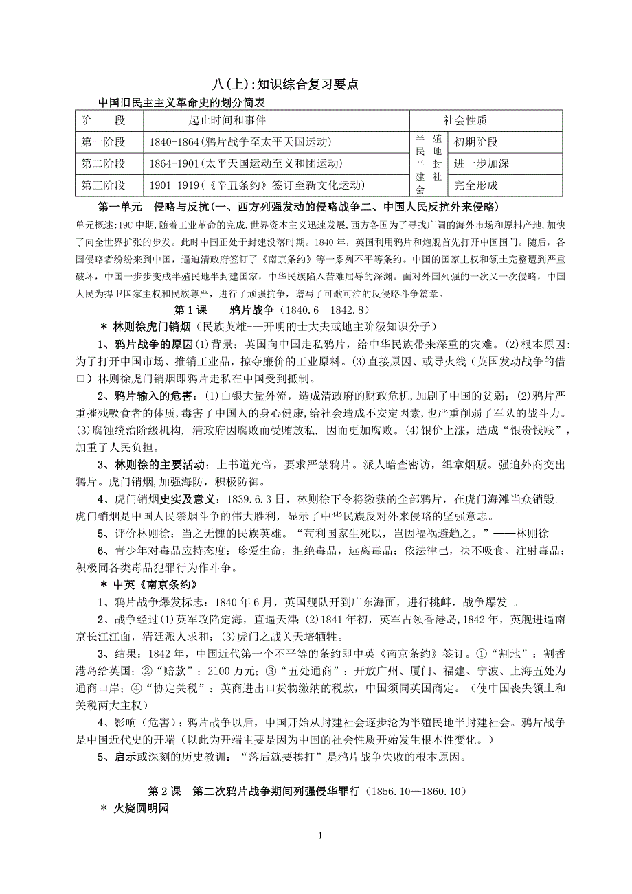 八(上)单元知识综合要点_第1页