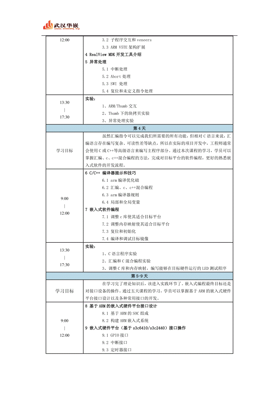 武汉 华嵌ARM开发培训实战班_第4页