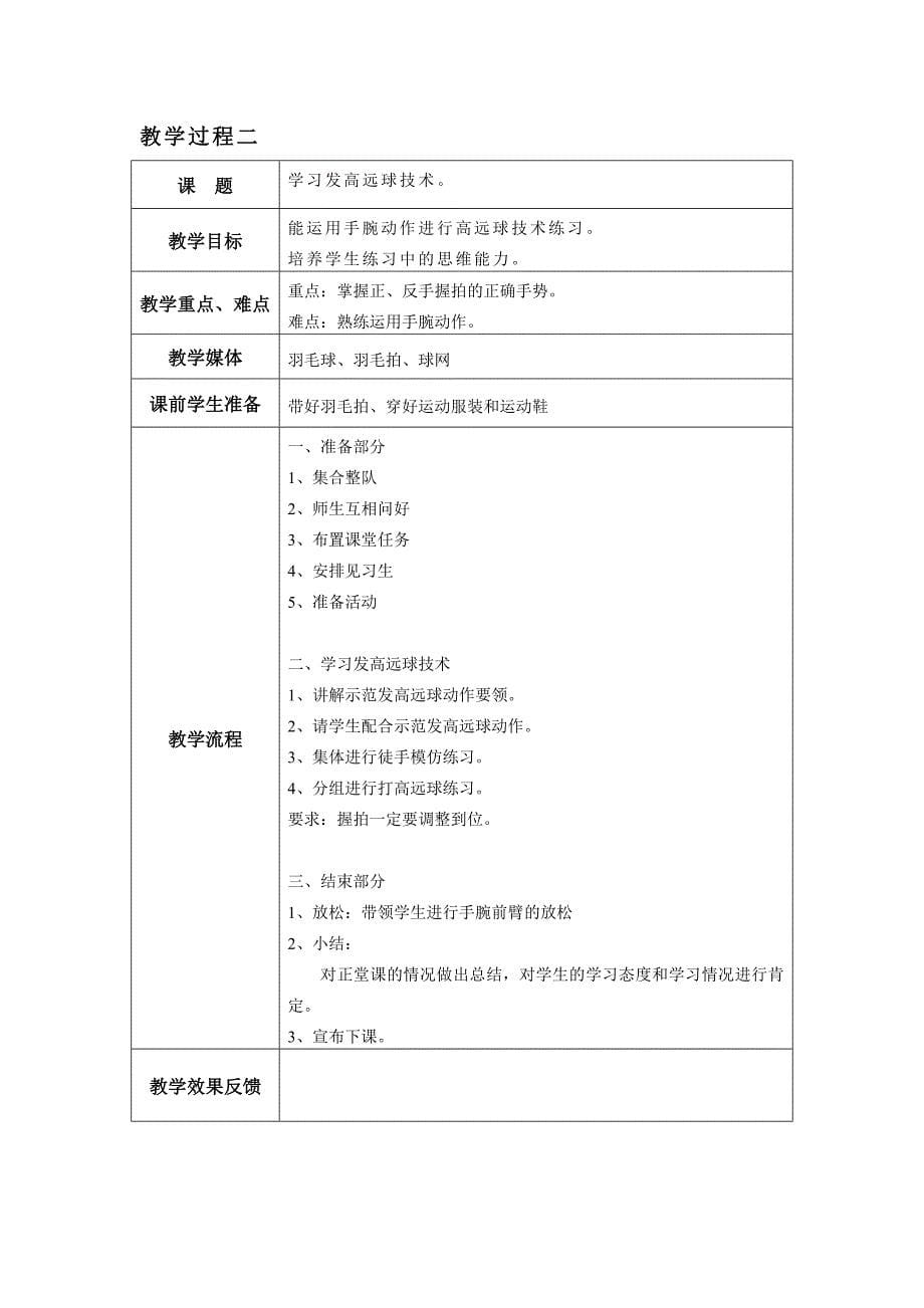 郯城职教中心羽毛球教学计划_第5页