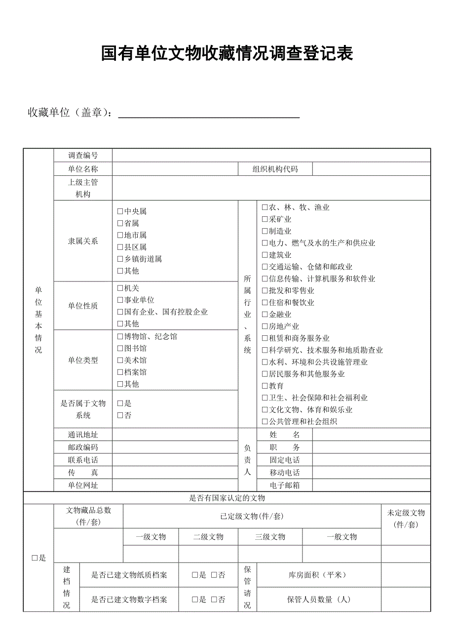 国有单位文物收藏情况调查登记表_第2页