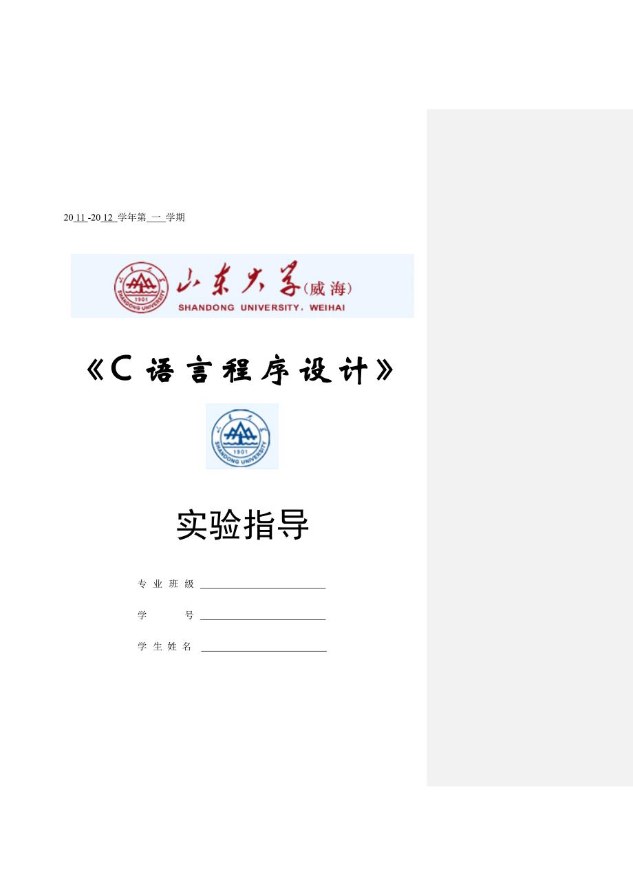 山东大学威海BIC语言实验指导_第1页