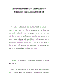 History of Mathematics in Mathematics Education emphasis on the role of-毕业论文翻译