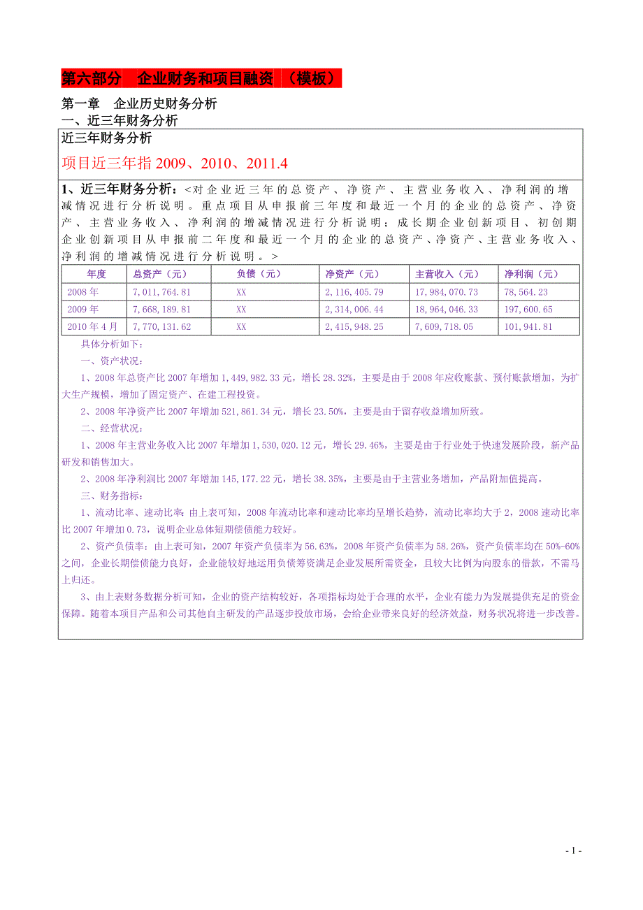 基金申报材料(财务样本)_第1页