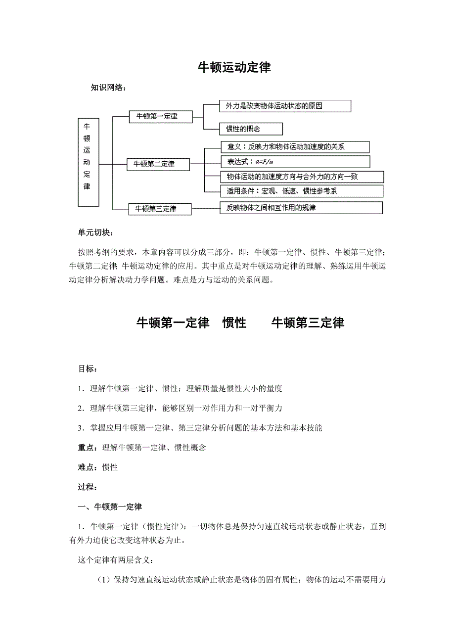 牛顿运动定律教案_第1页