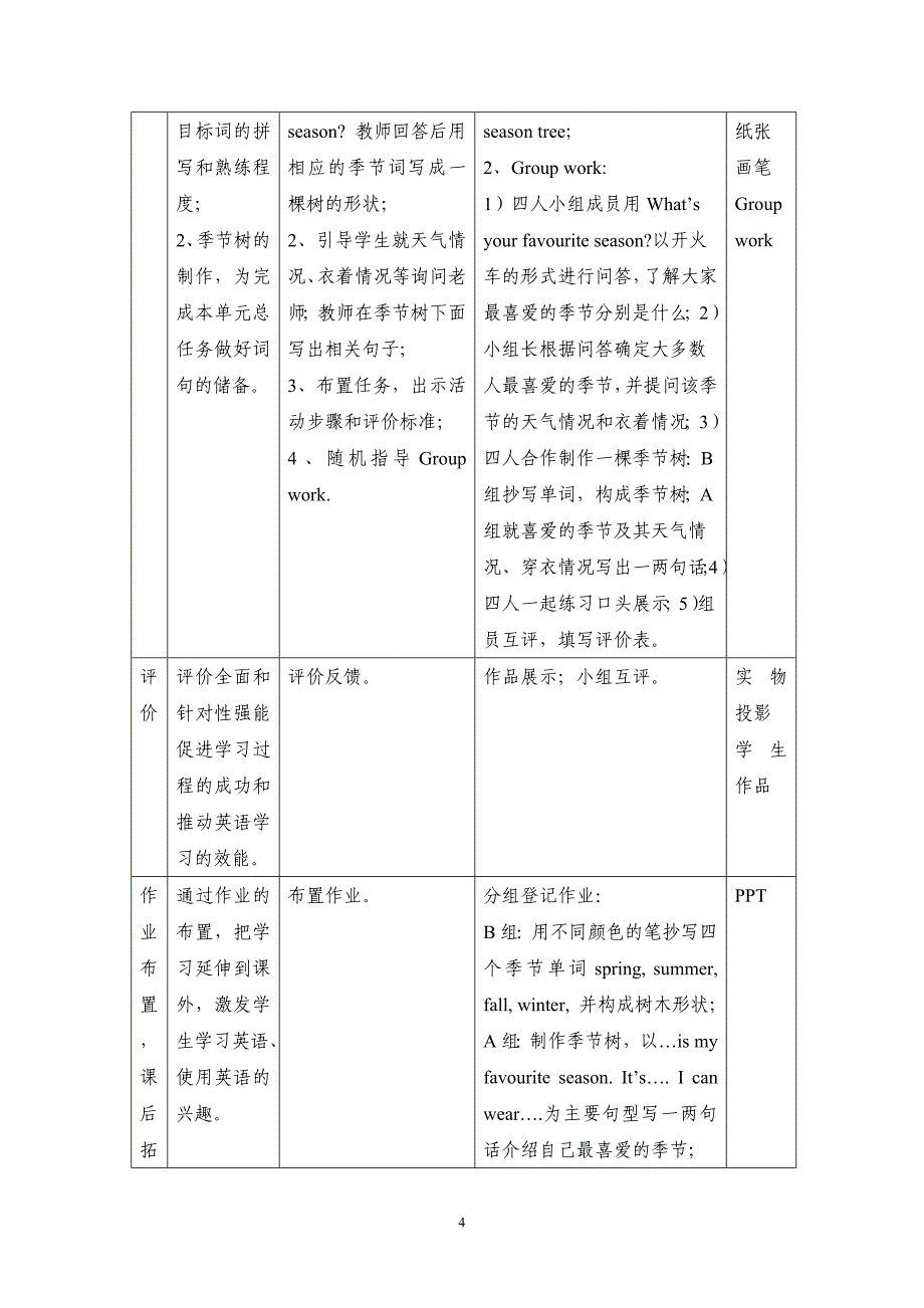 PEP五年级下册Unit2第一课时教学设计_第4页