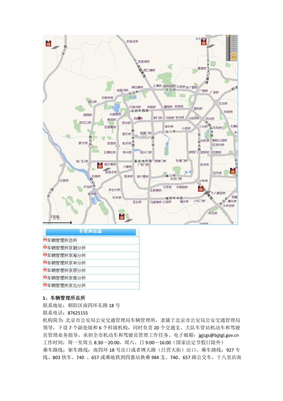 北京市各车管所分布图_第1页