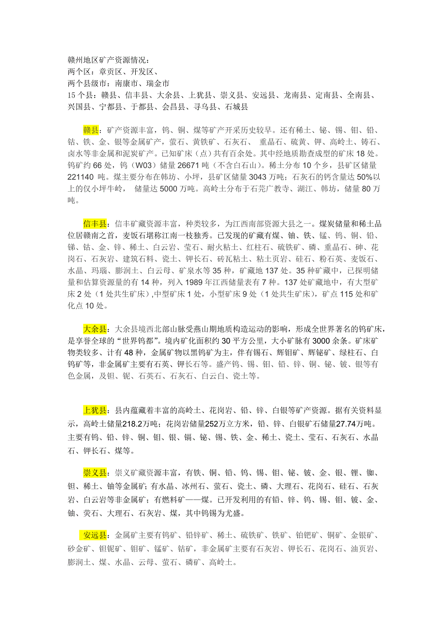 赣州市县市资源情况_第1页