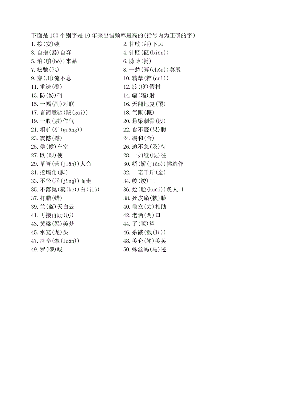 高考语文高频易错字总结完整版_第1页