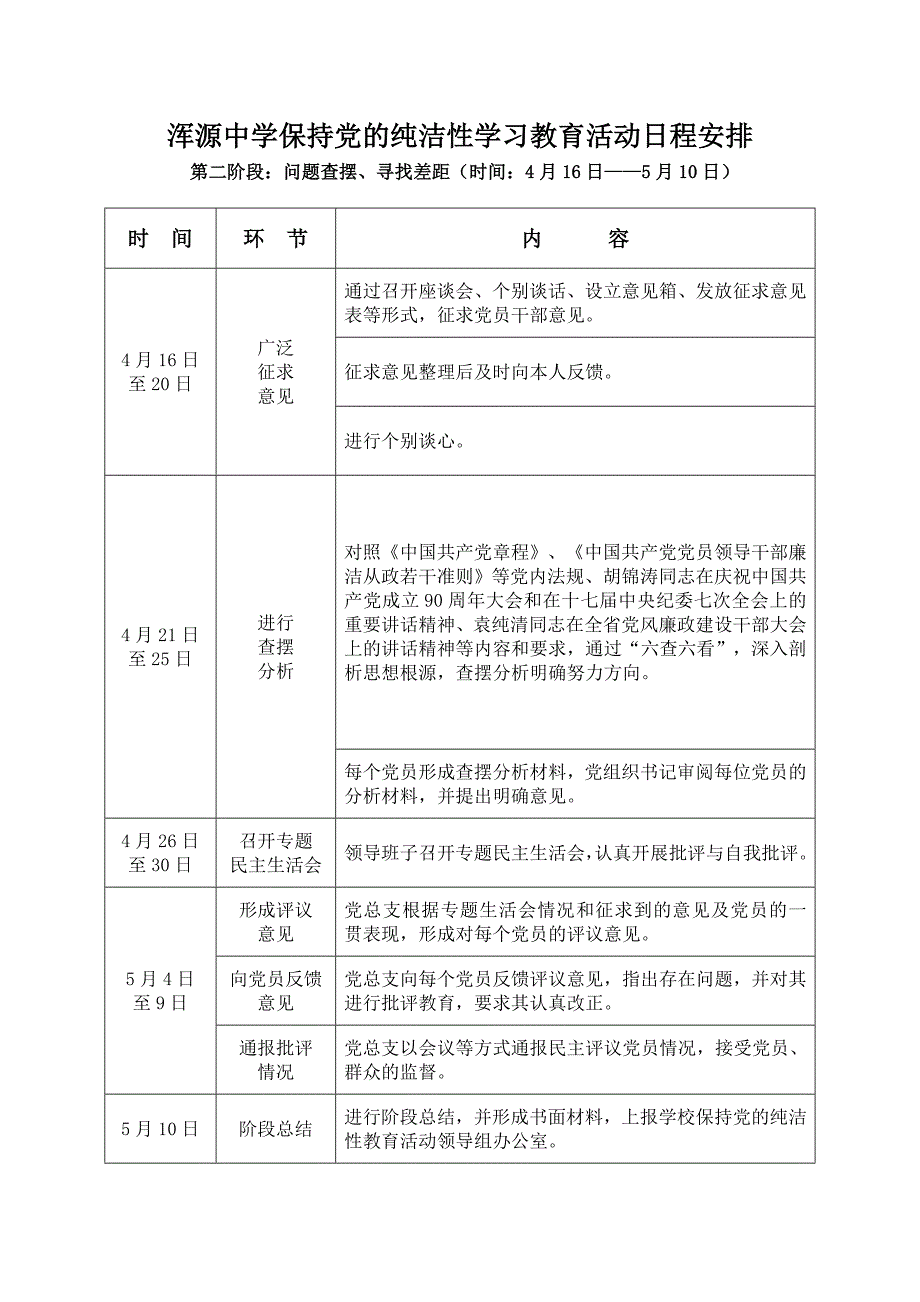 浑源县保持党的纯洁性学习教育活动日程安排_第2页