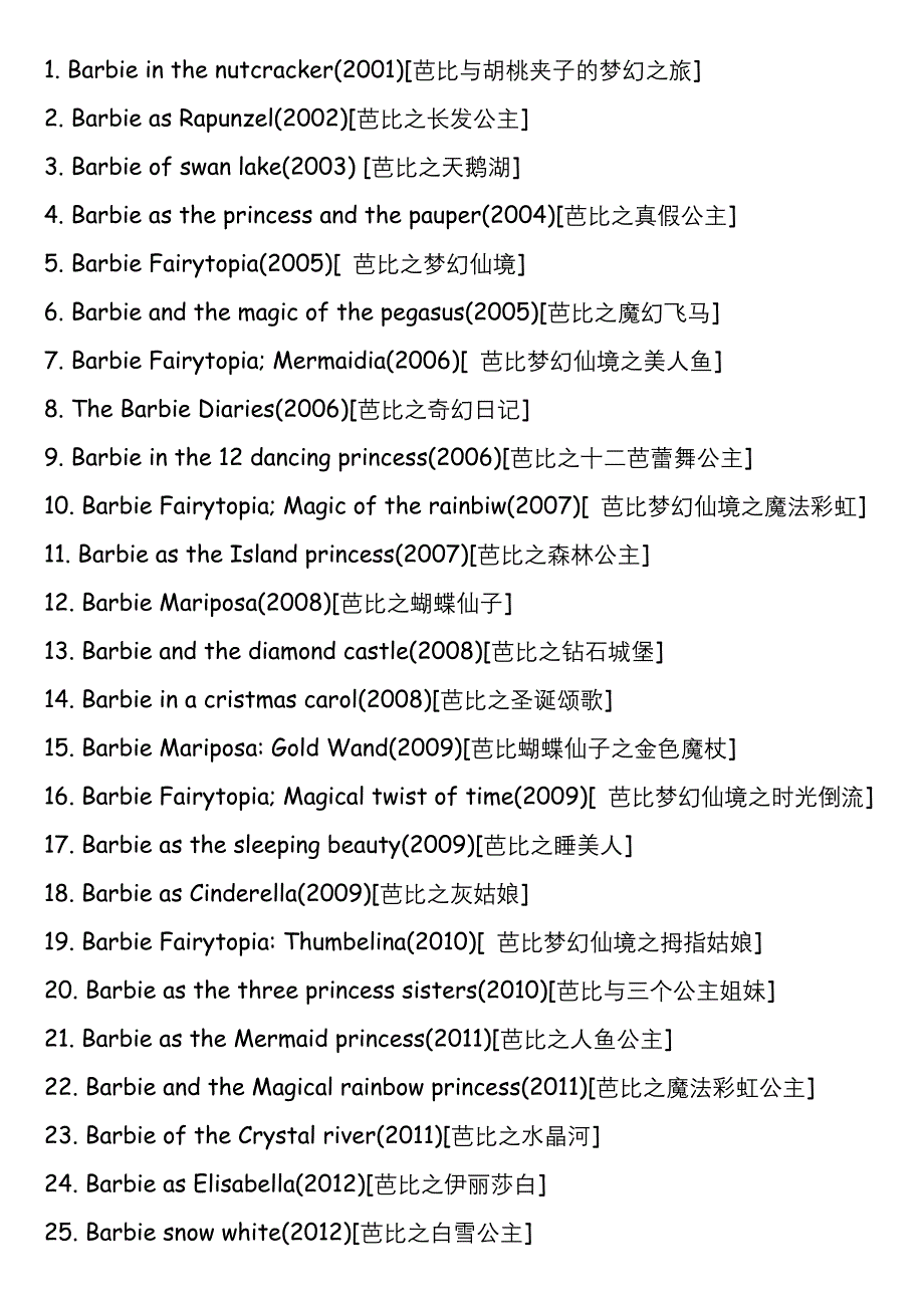 芭比的二十九部电影_第1页