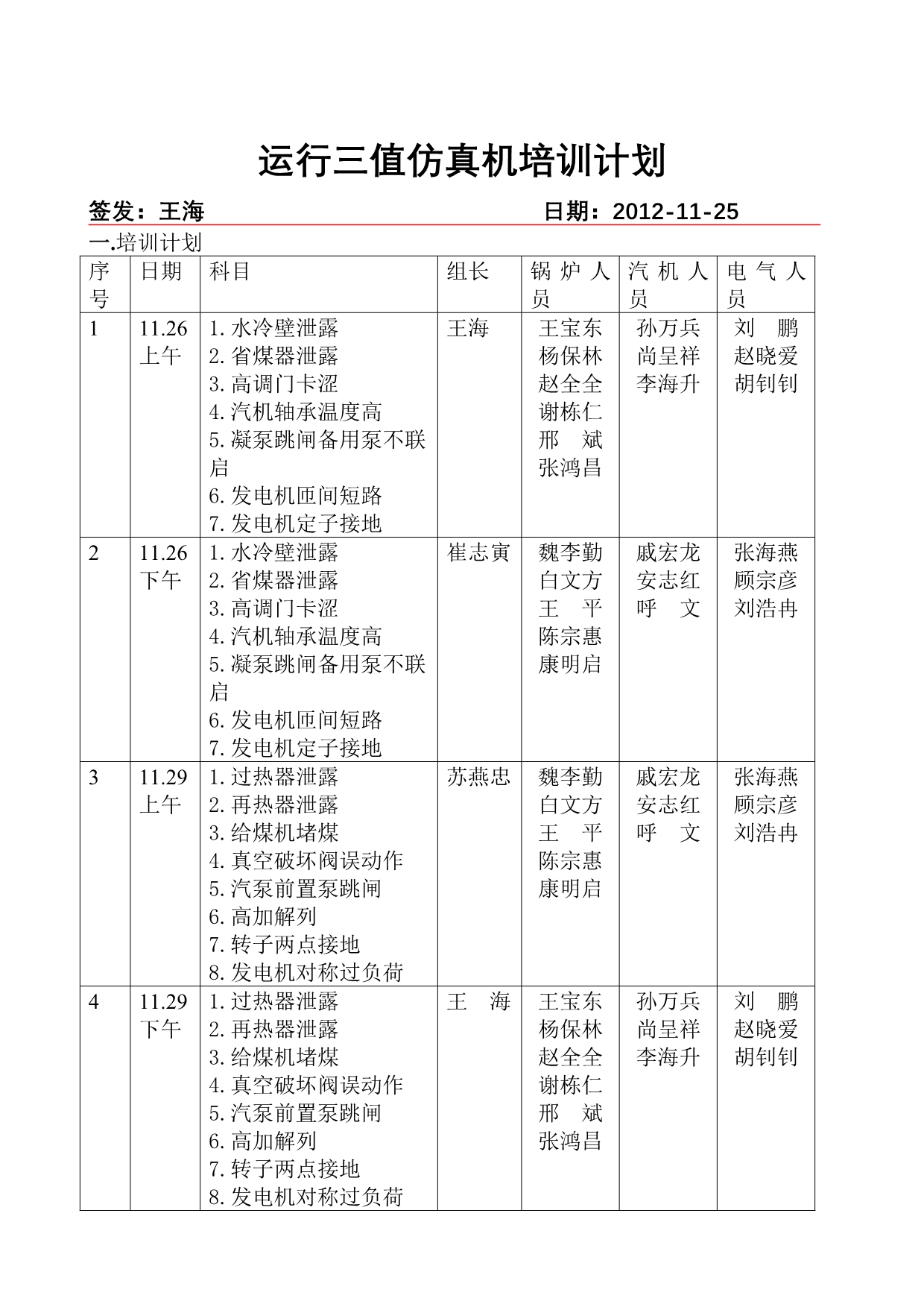 运行三值仿真机培训计划_第1页