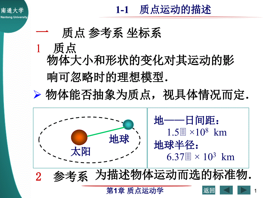 大学物理1-1 质点运动描述_第1页