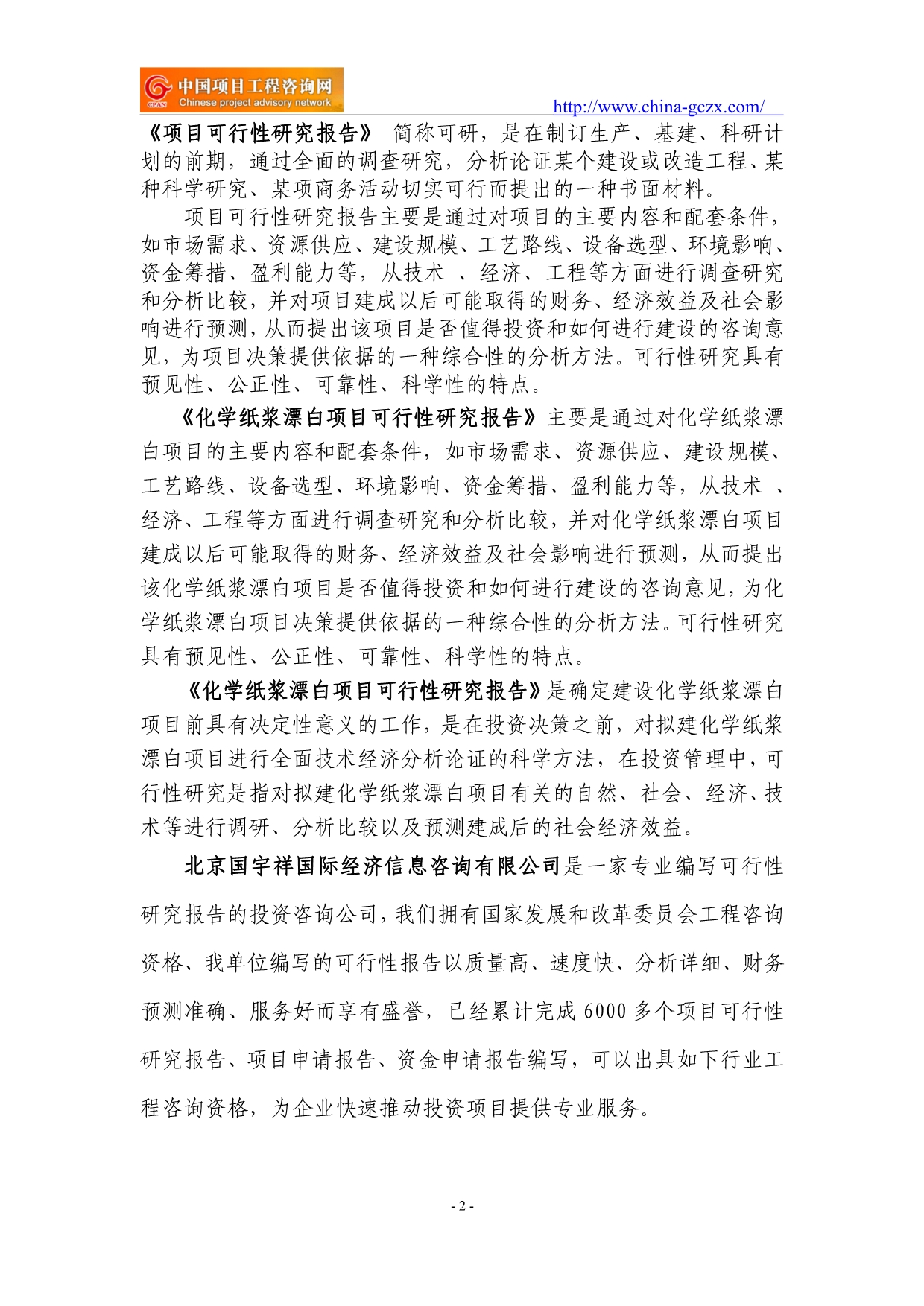 化学纸浆漂白项目可行性研究报告(专业经典案例)_第2页