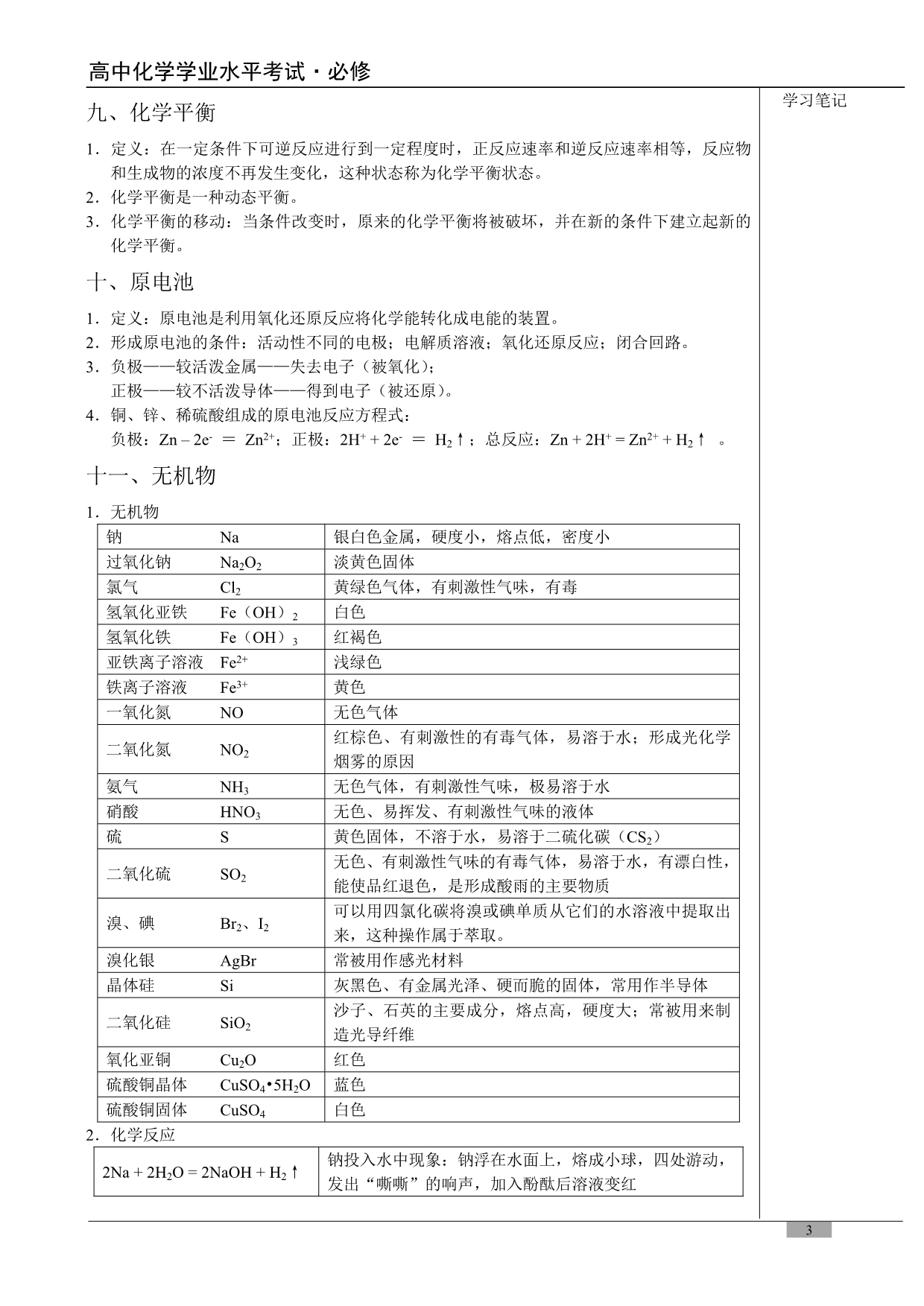 n高中化学学业水平考试(会考)复习资料_第3页