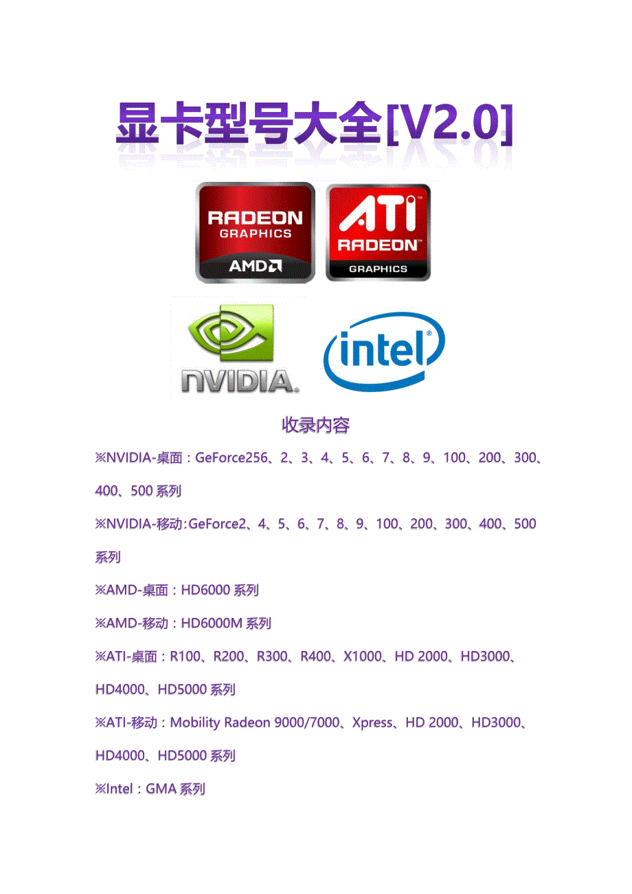 显卡型号大全【V2.0】_第1页