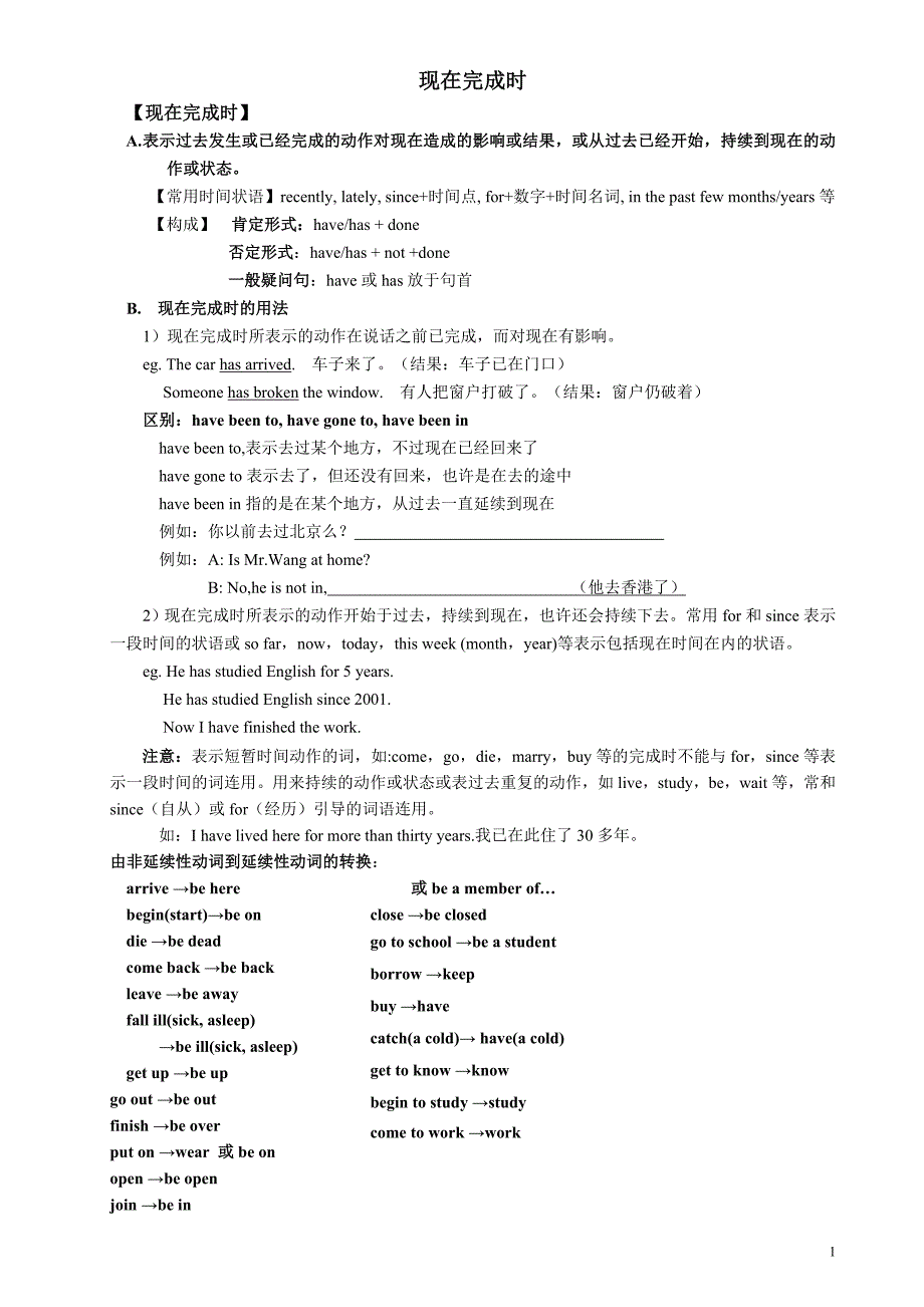 初中英语语法之现在完成时_第1页