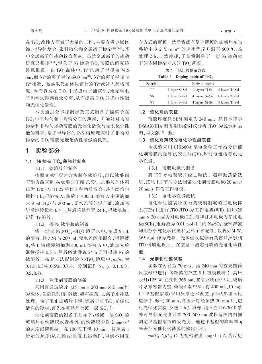 Ni控制掺杂TiO2薄膜的光电化学及光催化活性_第2页