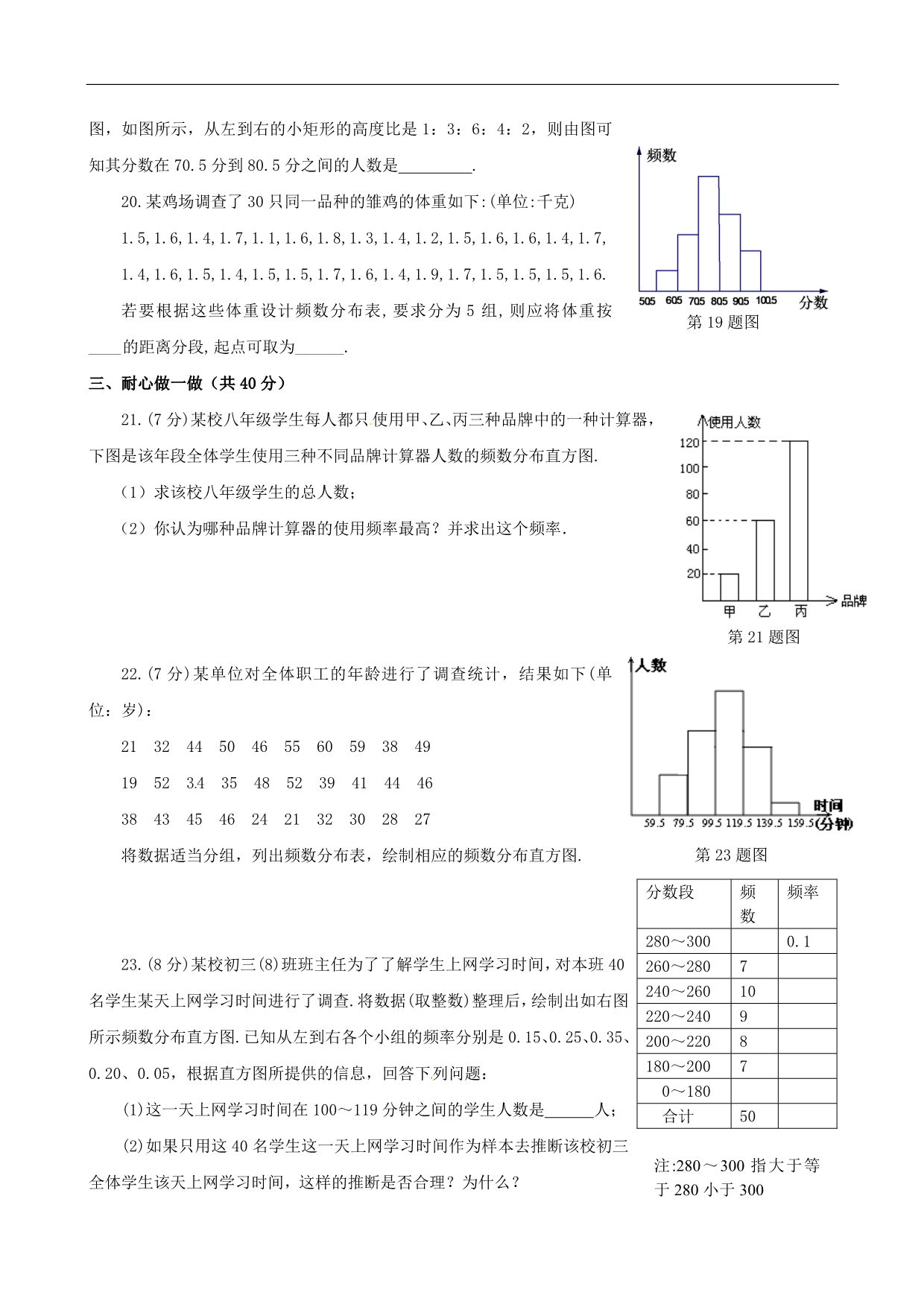 数学：第十一章《频率分布》同步练习(沪科版七年级下)_第3页