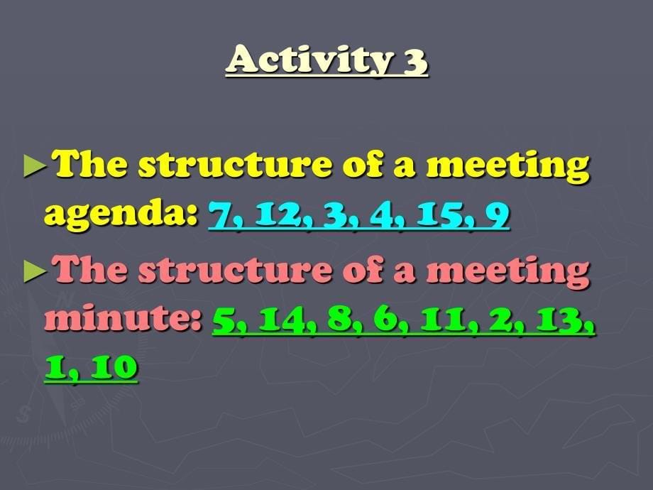 商务英语写作课件 Unit 14 Meeting Agenda_第5页
