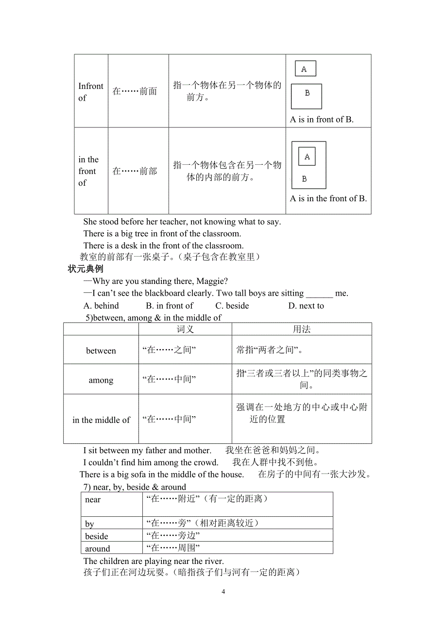 初中英语语法---介词专题(含练习)_第4页