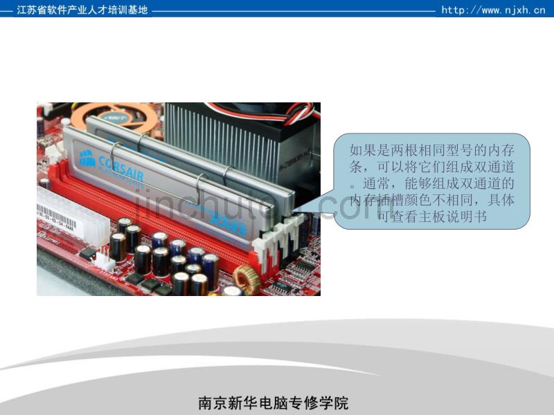 南京新华电脑专修学院计算机组装维护第21课-图解电脑组装-开始组装电脑-安装内存条_第3页
