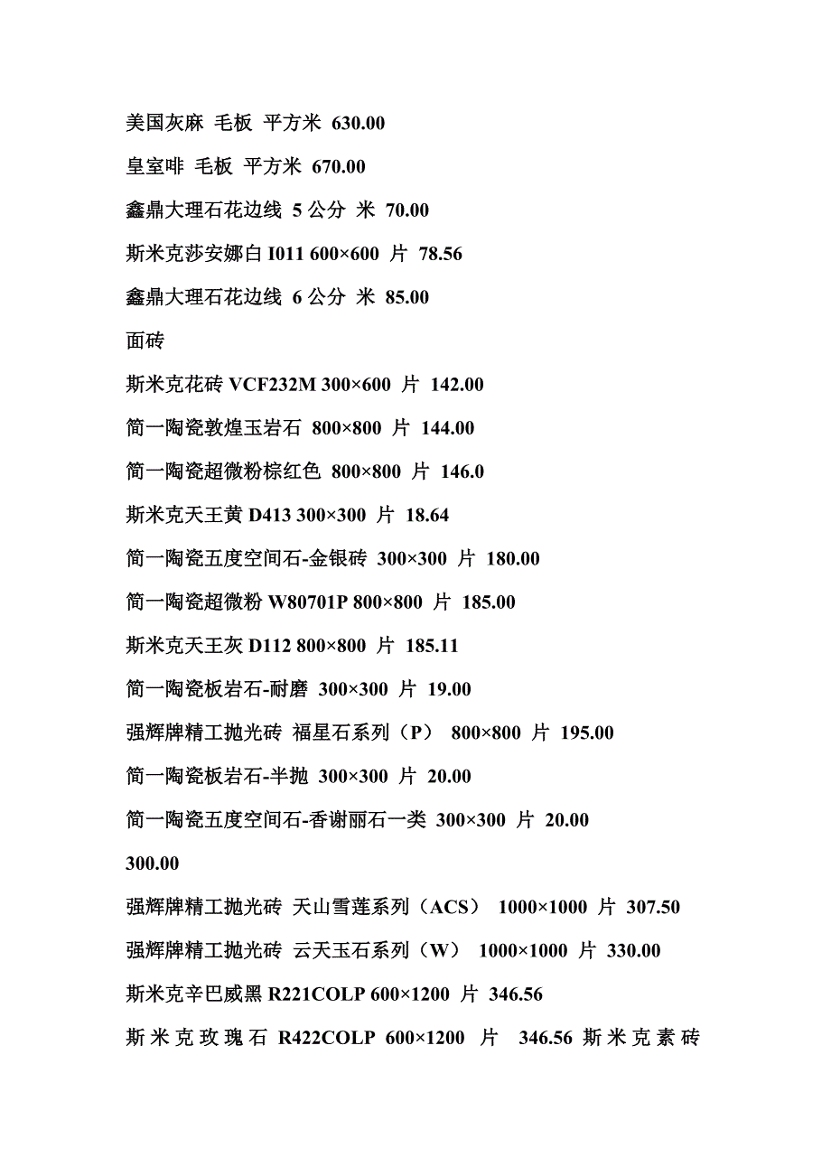 最新房屋装修材料报价表_第2页