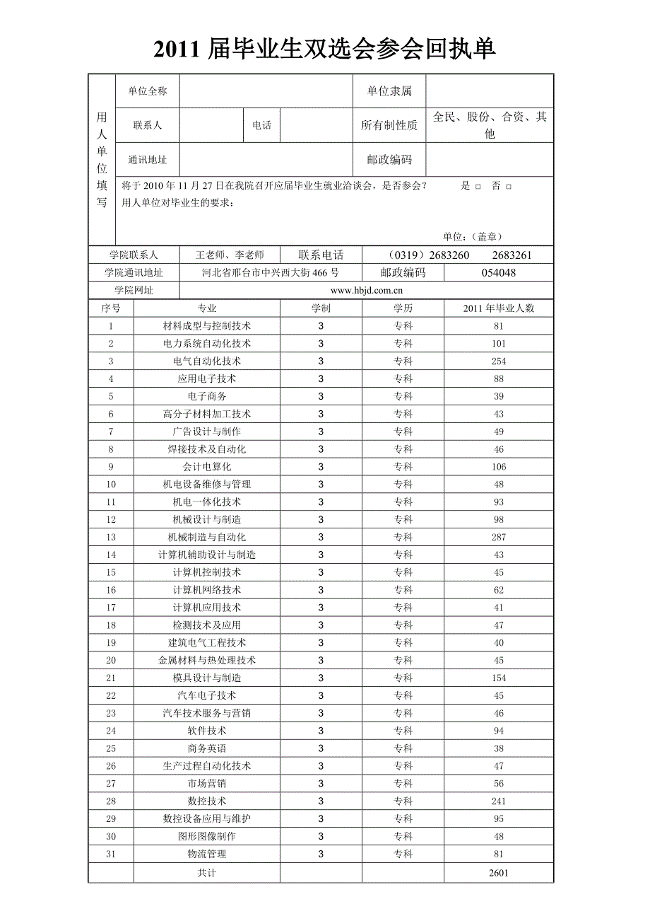 河北机电职业技术学院2011届毕业生双选会邀请函_第2页