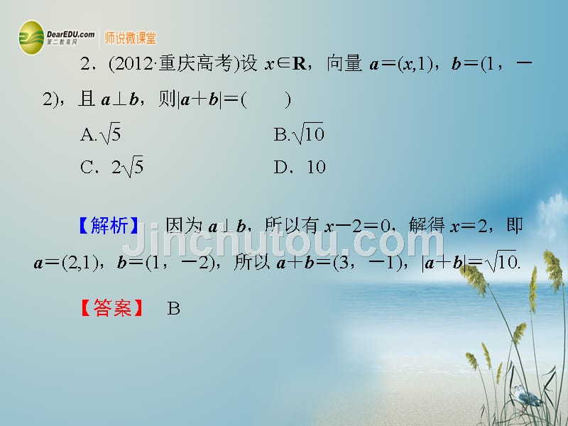 【高考核动力】2014届高考数学 4-3平面向量的数量积及平面向量应用举例课件 北师大版_第3页