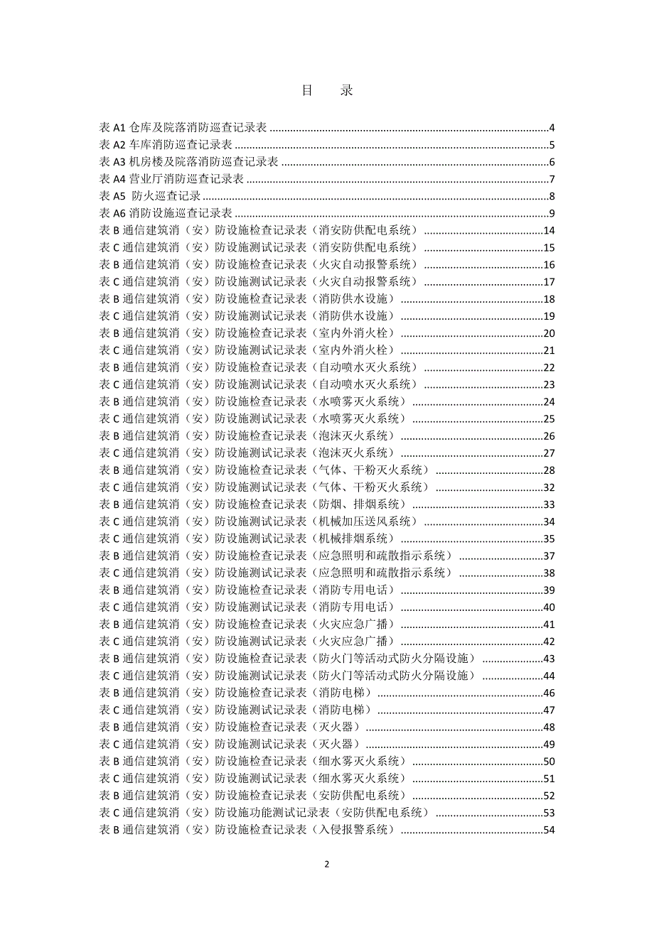 通信行业消(安)防设施维护保养相关记录表_第2页