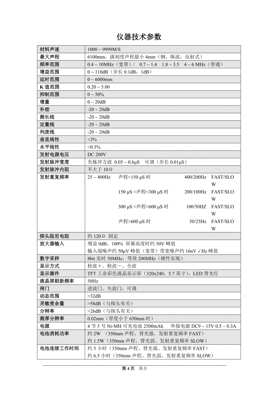 CT330超声波探伤仪说明书_第4页