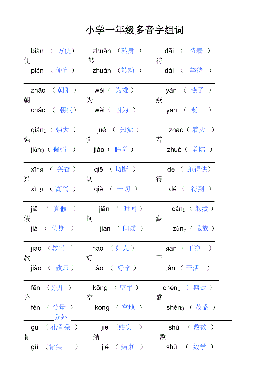 小学二年级多音字组词带答案_第1页