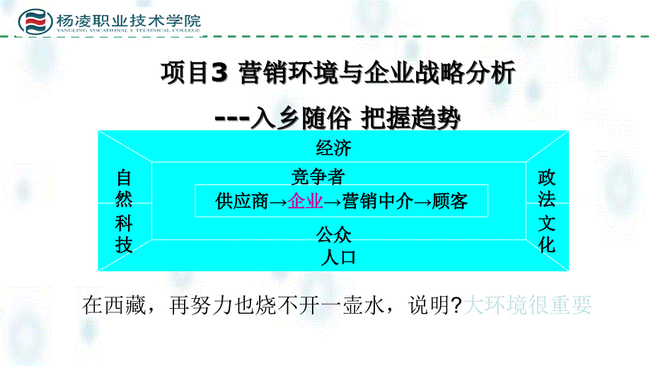 市场营销实务课件：项目3营销环境与企业战略分析_第1页