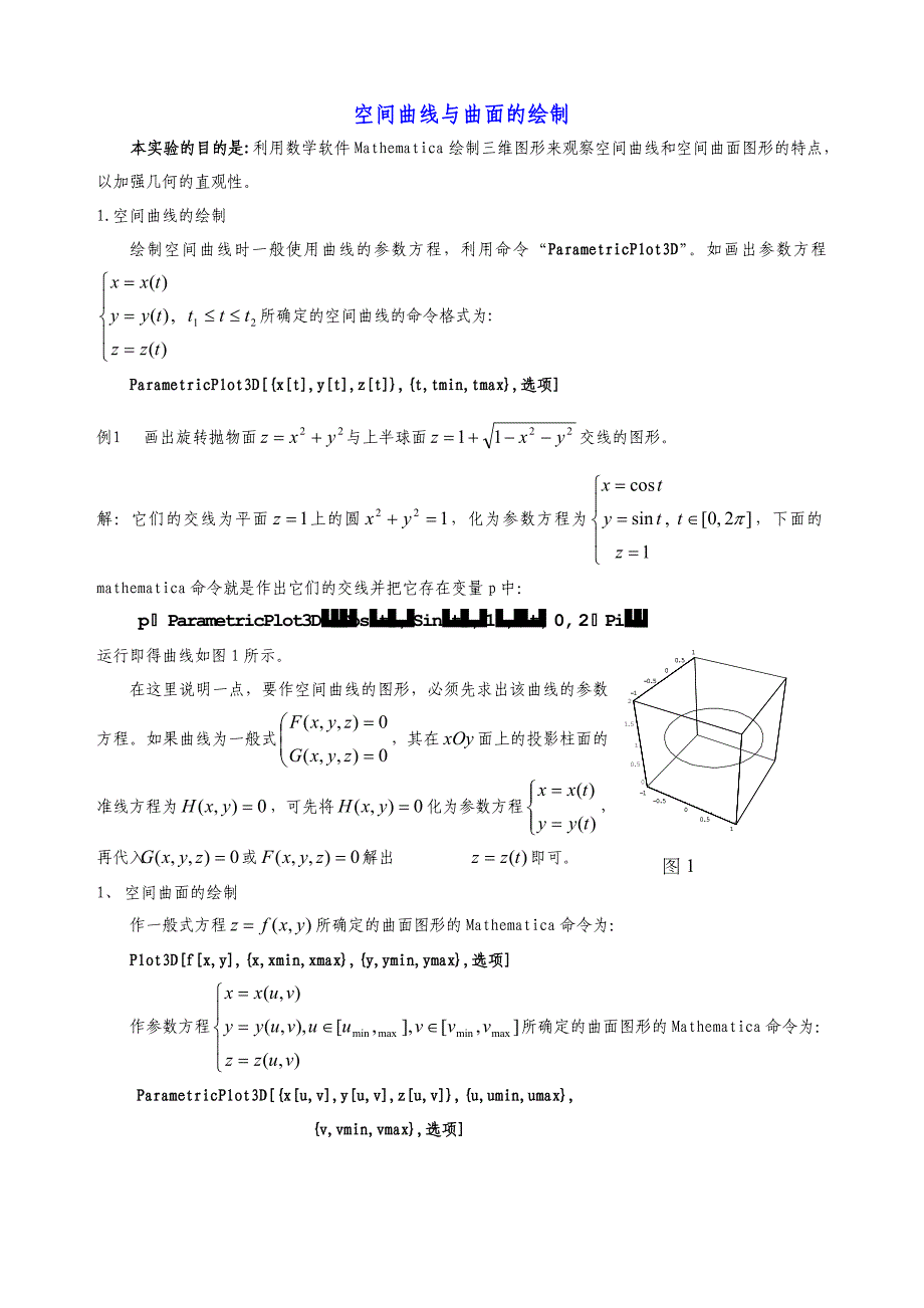 空间曲线与曲面的绘制_第1页
