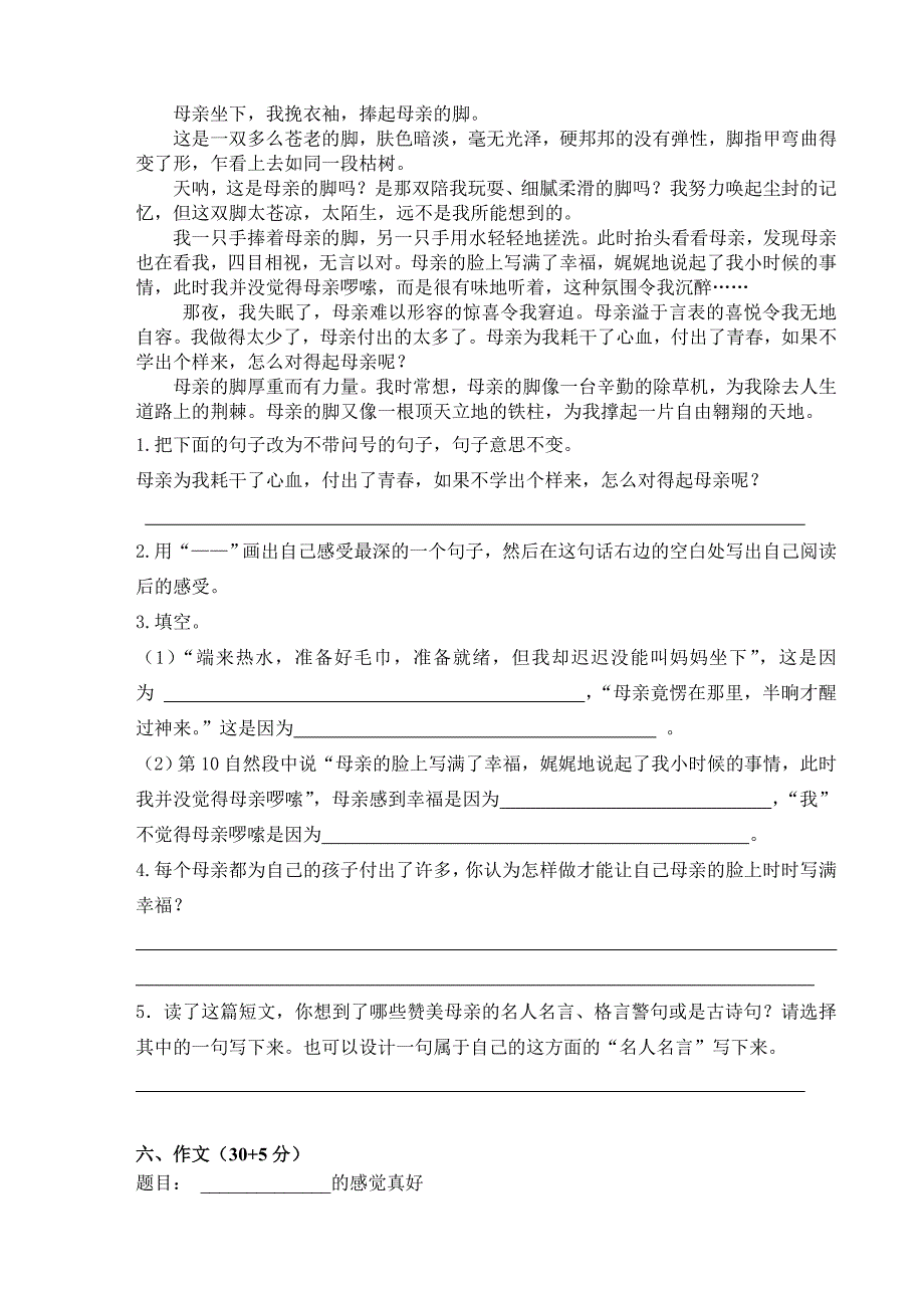 五年级第九册语文阶段调研测试_第3页